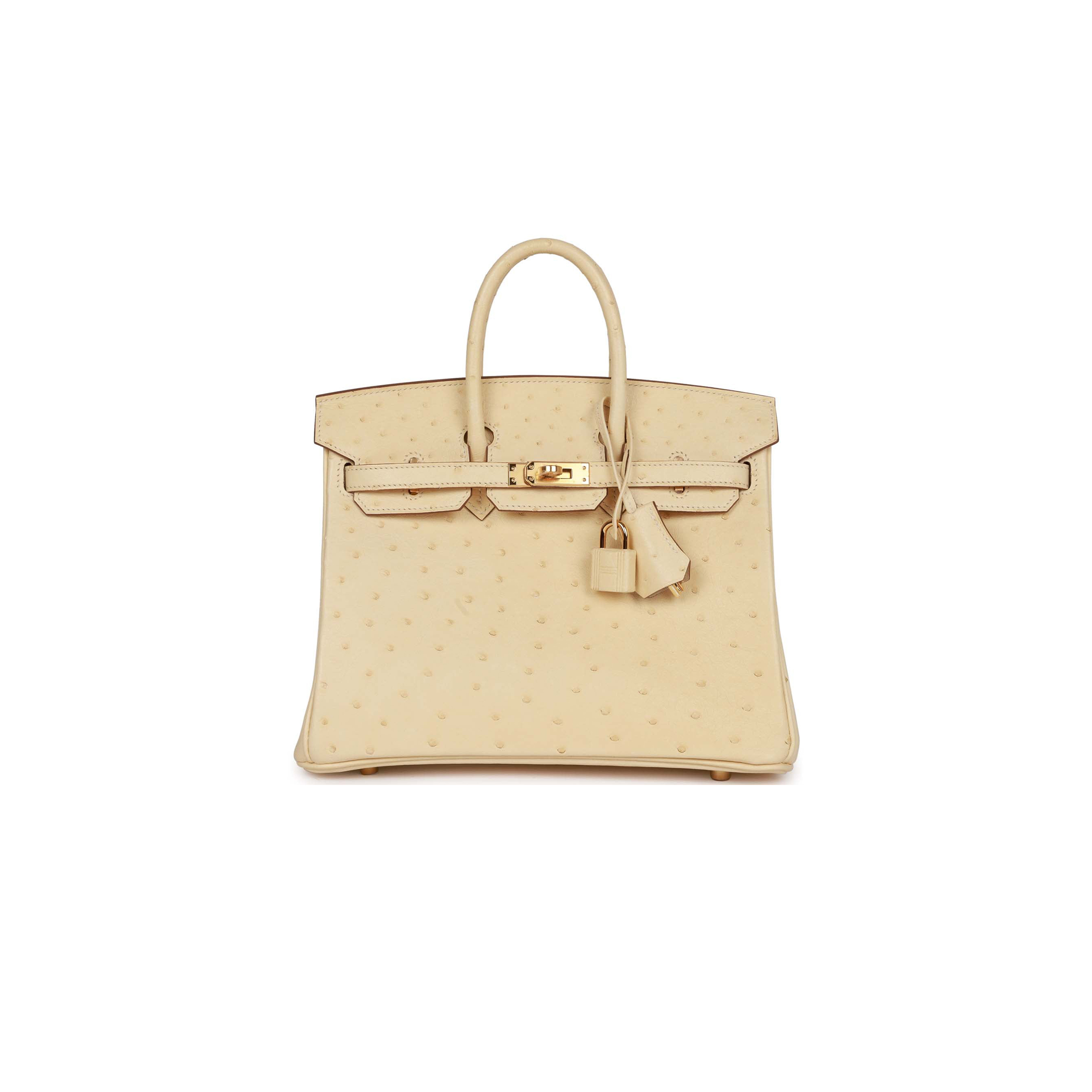 H**mes master birkin 25 ostrich leather milk tea color gold buckle h041944ck98 (25*20*13cm)